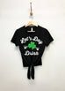 LET'S DAY DRINK Cursive St Patrick's Day Shirt Crop Tops