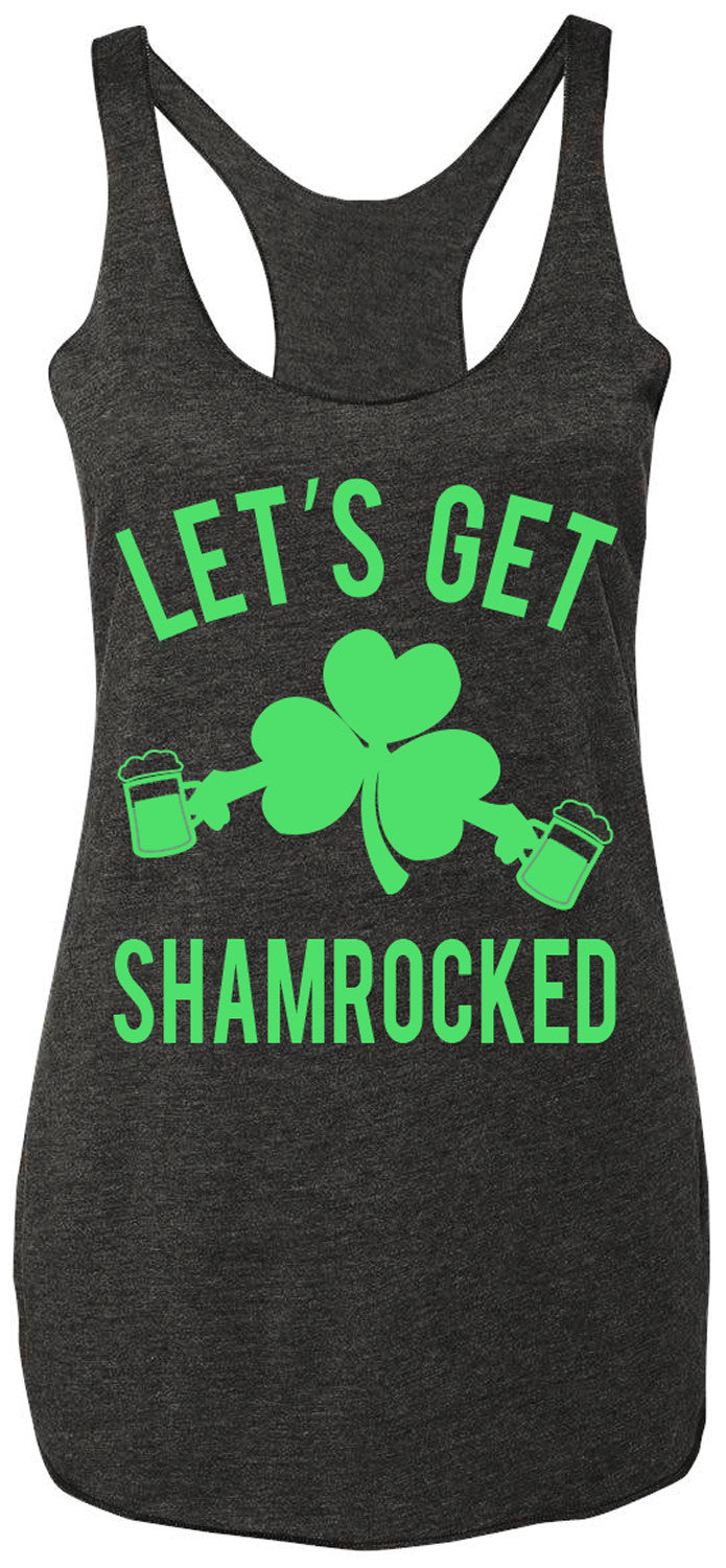Let's Get Shamrocked - Womens Charcoal Tank Top with Green Print