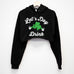 LET'S DAY DRINK St. Patrick's Day Cropped Hoodie Cursive style