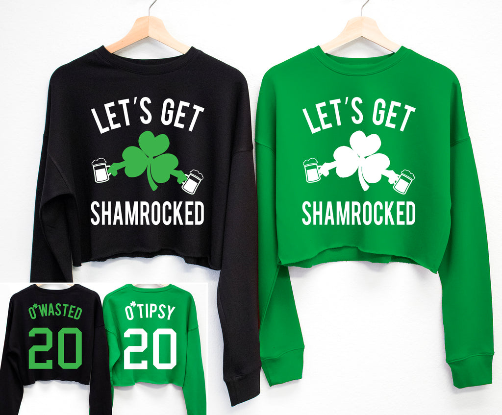 LET'S GET SHAMROCKED St. Patrick's Day Cropped Sweater - 6 Names to Pick