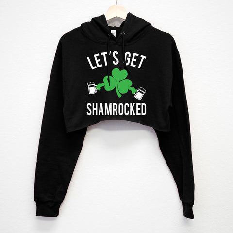 Let's Get Shamrocked St. Patrick's Day Cropped Hoodie