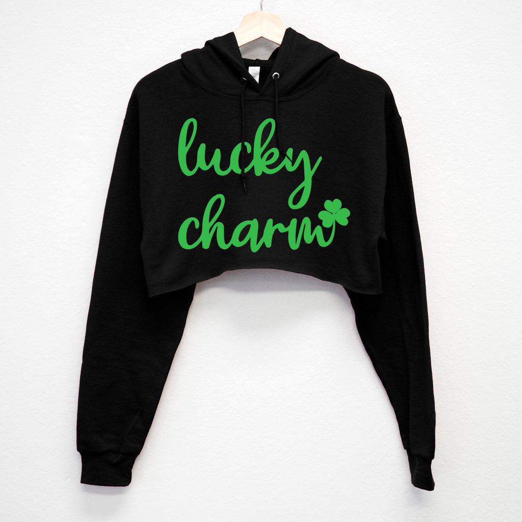 LUCKY CHARM Cropped Hoodie St. Patrick's Day Sweatshirt