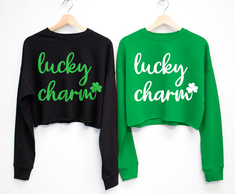 LUCKY CHARM St. Patrick's Day Cropped Sweater