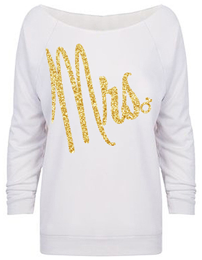 MRS. Gold Glitter Bride Long Sleeve Shirt