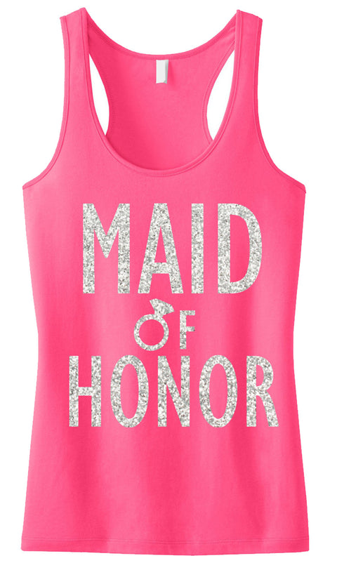 MAID of HONOR GLITTER Tank Top Pink