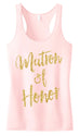 Matron of Honor Script Tank Top with Gold Glitter - Pick Color