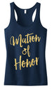 Matron of Honor Script Tank Top with Gold Glitter - Pick Color