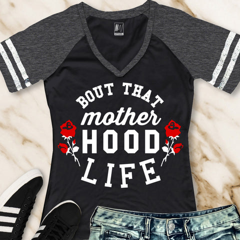 Bout That MOTHERHOOD LIFE Shirt V-Neck Pick Color