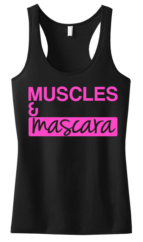 MUSCLES & MASCARA Workout Tank Black with Pink