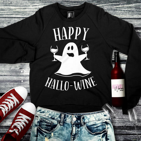 Happy HalloWine Ghost Crew Neck Sweatshirt