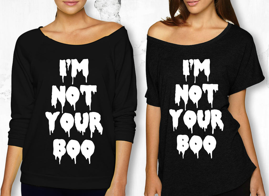 I'M NOT YOUR BOO Halloween Off-Shoulder Shirt - 2 Styles