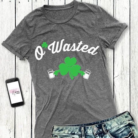 O'Wasted S. Patrick's Day Shirt Heather Gray