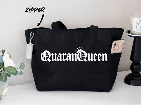 QuaranQueen Grocery Zipper Tote Bag