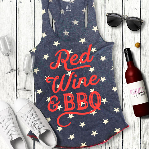 Red, Wine, and BBQ Blue Stars Tank Top