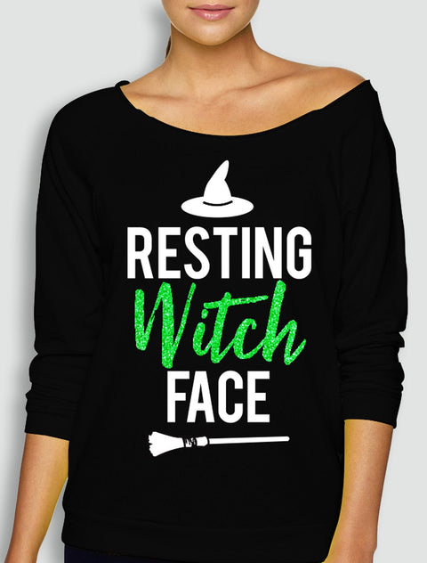 RESTING WITCH FACE Halloween Slouchy Sweatshirt