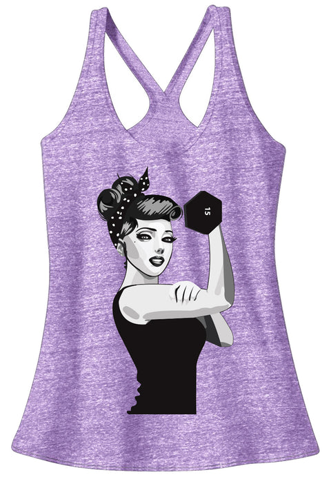 MODERN ROSIE the RIVETER Workout T-Back Tank Top - Pick Color