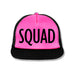 SQUAD Snapback Trucker Hat Pink with Black Print