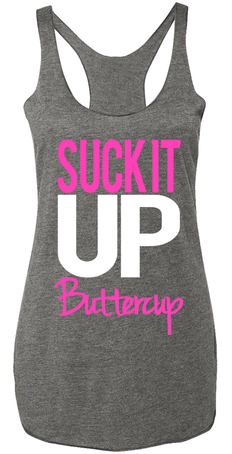Suck It Up Buttercup Heather Gray Tank Top – NobullWoman Apparel