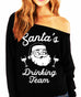 SANTA'S DRINKING TEAM Christmas Slouchy Sweatshirt Wine Version - Scarlet