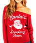 SANTA'S DRINKING TEAM Christmas Slouchy Sweatshirt Wine Version - Scarlet