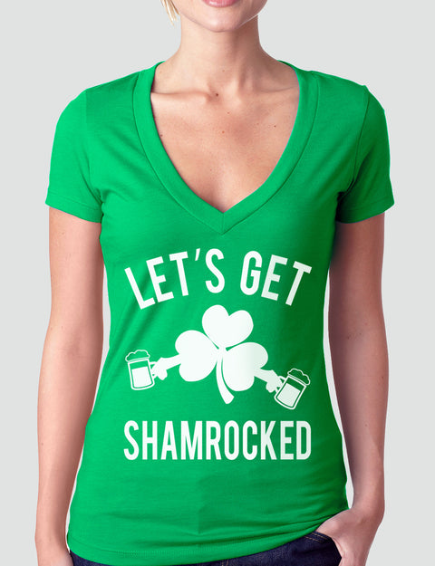 Let's Get Shamrocked St. Patty's Day Green V-Neck