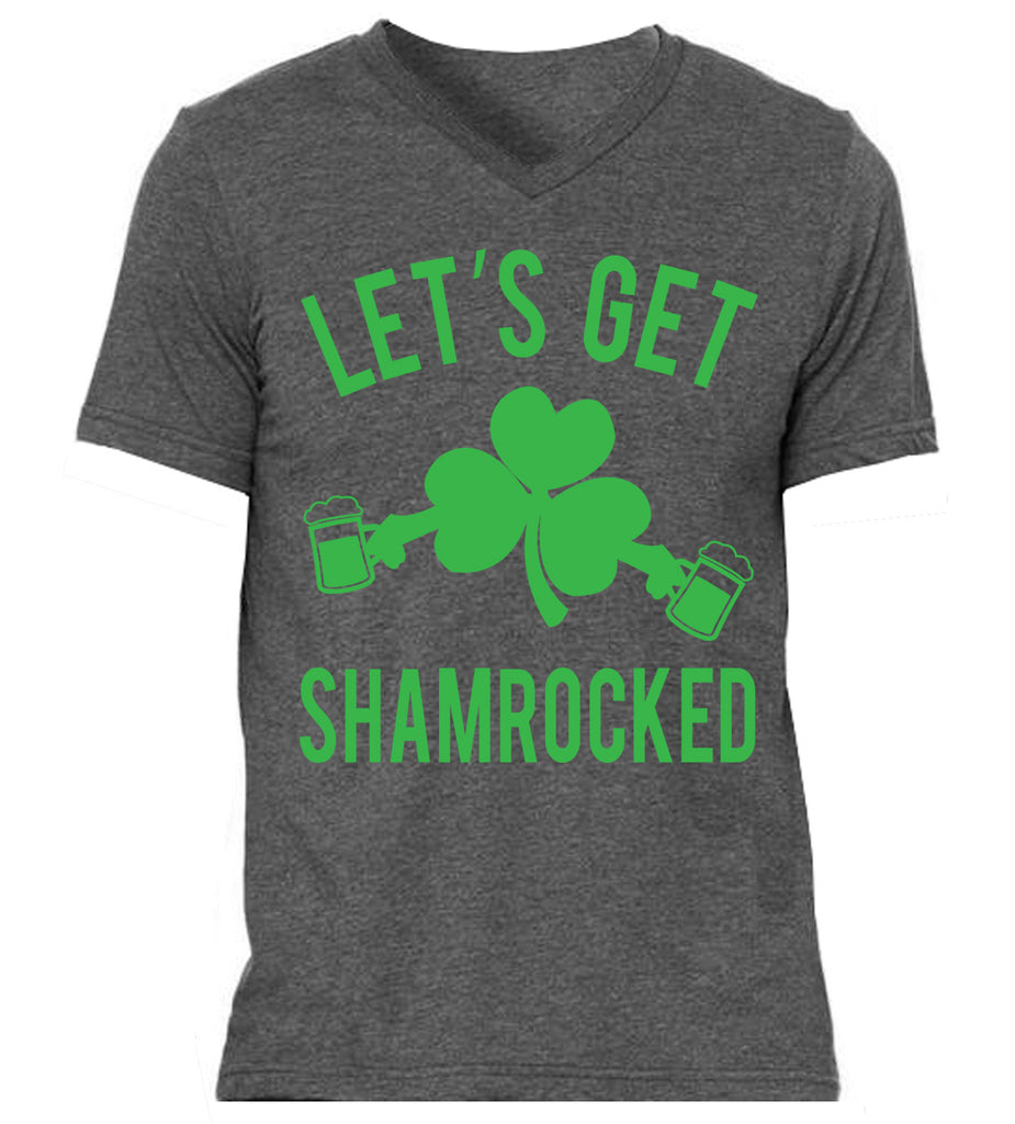 Let's Get Shamrocked - Mens Gray V-neck Green Print