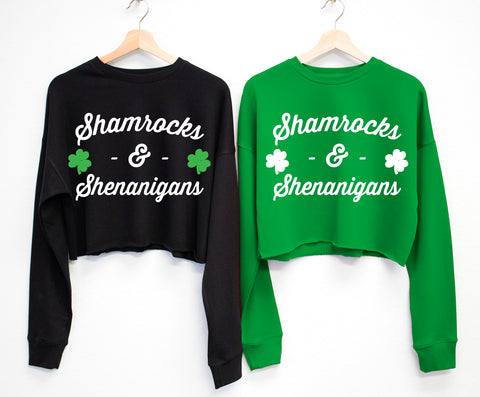 Shamrocks & Shenanigans St. Patrick's Day Cropped Sweater