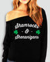 Shamrocks & Shenanigans Off-Shoulder Sweatshirt