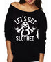 SLOTH DRINKING TEAM Black Off- Shoulder Sweater - Let's Get Slothed!