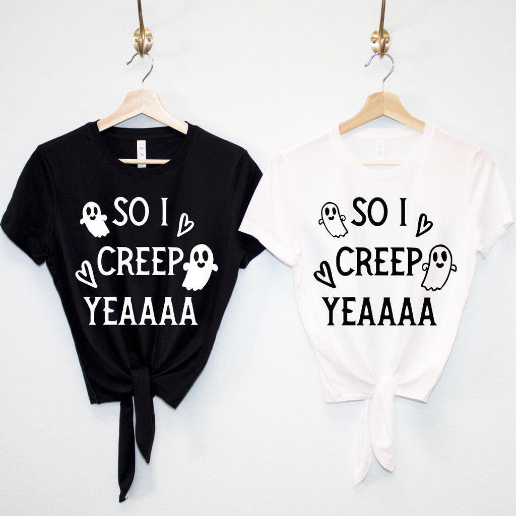SO I CREEP Yeaaa Women's Halloween Crop Top Shirt