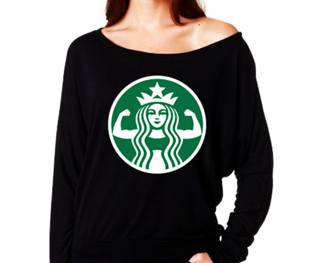 Starbuff Parody Off-Shoulder Sweater