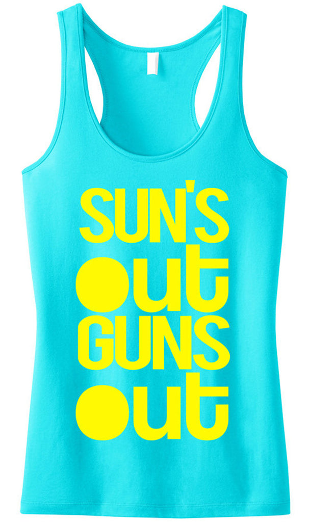 SUN'S OUT GUNS OUT Aqua Tank Top