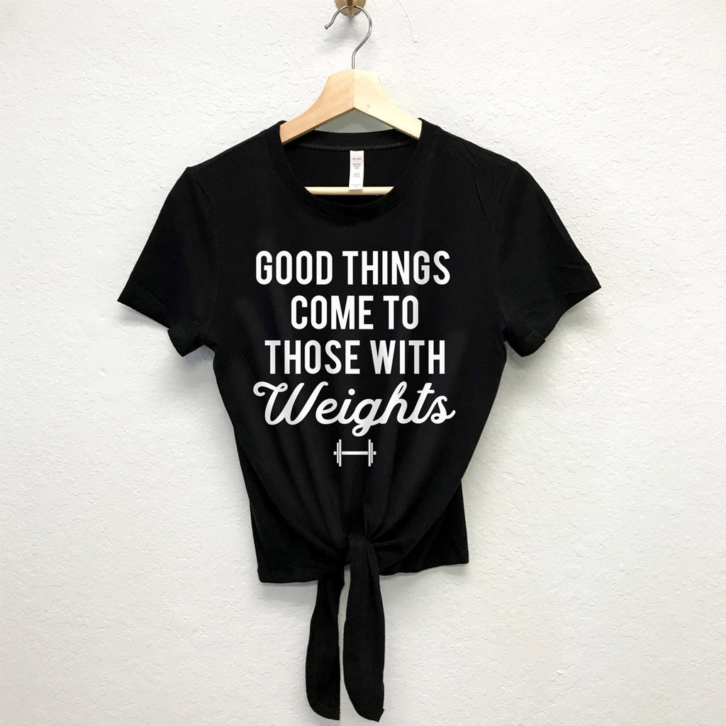 Those with Weights Front Tie Crop Top