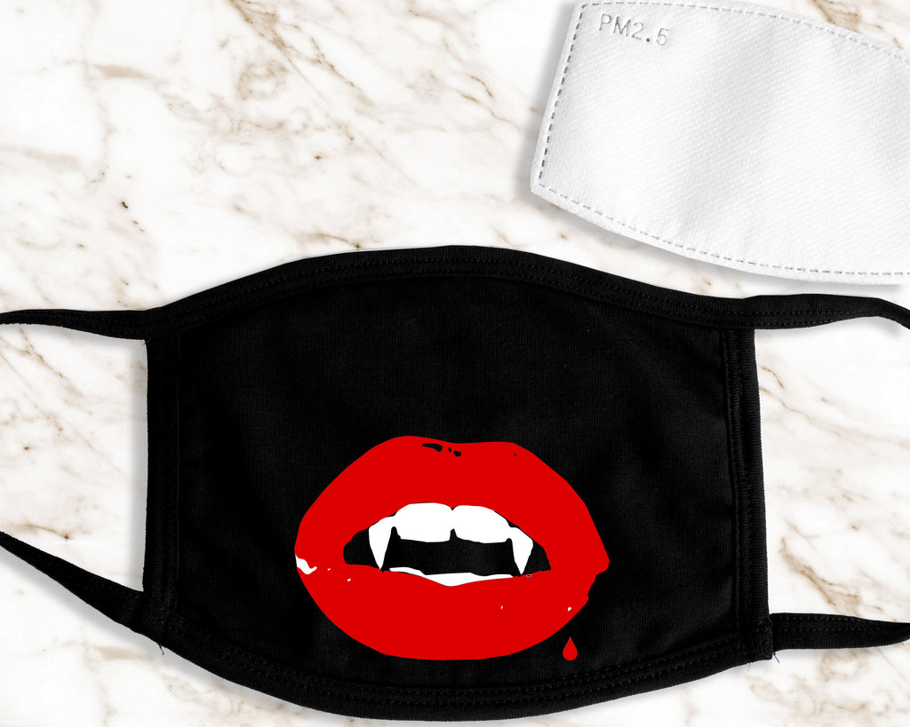 VAMPIRE LIPS Adult Face Mask with Filter Pocket and 1 Filter Included