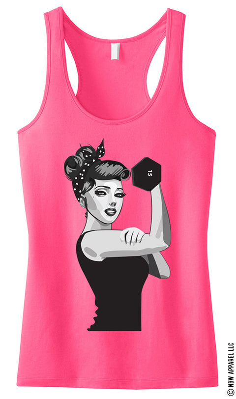 MODERN ROSIE the RIVETER Workout Tank Top Pink