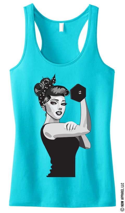 MODERN ROSIE the RIVETER Workout Tank Top Teal