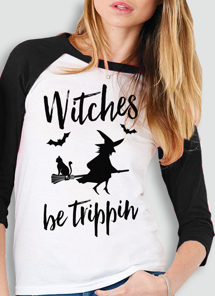 Witches Be Trippin Halloween Baseball Tee
