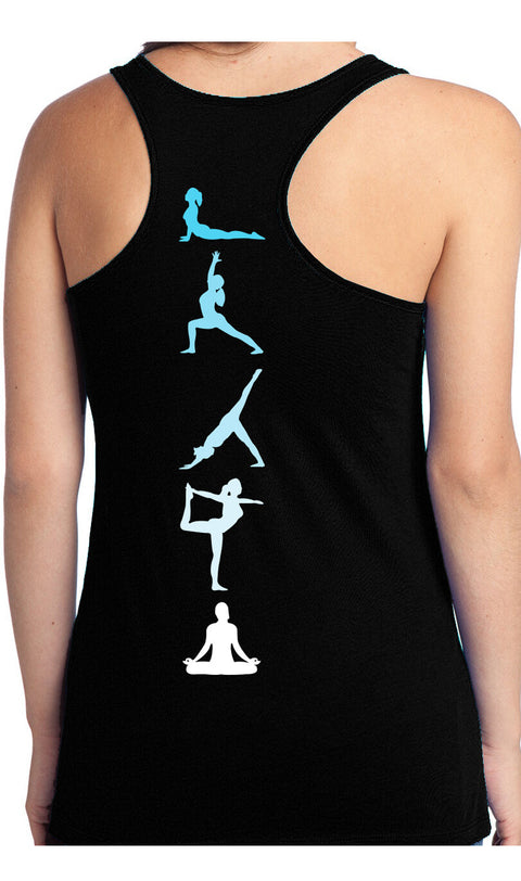 Ombre Yoga Poses Tank Top Black