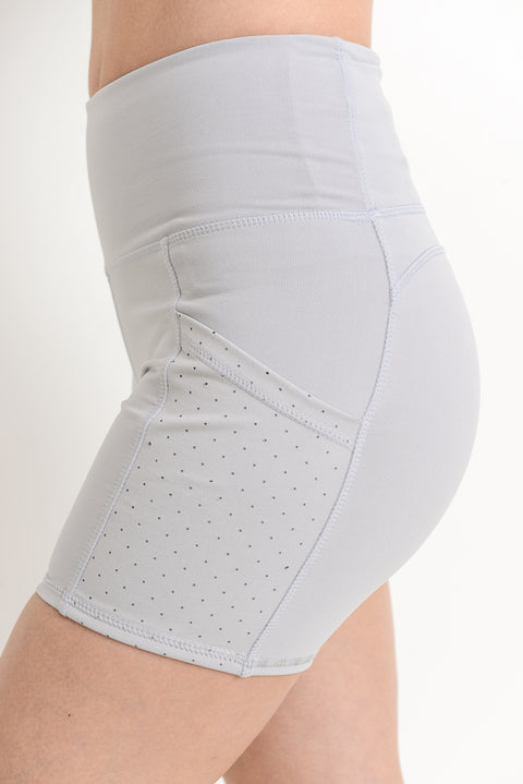 High Waist Shorts with Pockets - Ice Gray