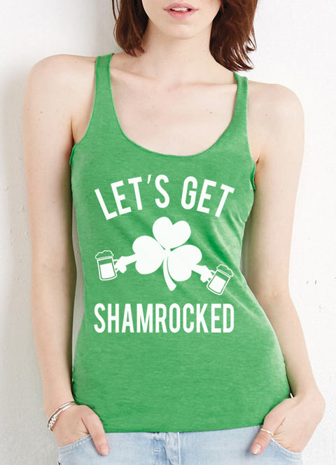 Let's Get Shamrocked - Womens Green Tank Top with White Print