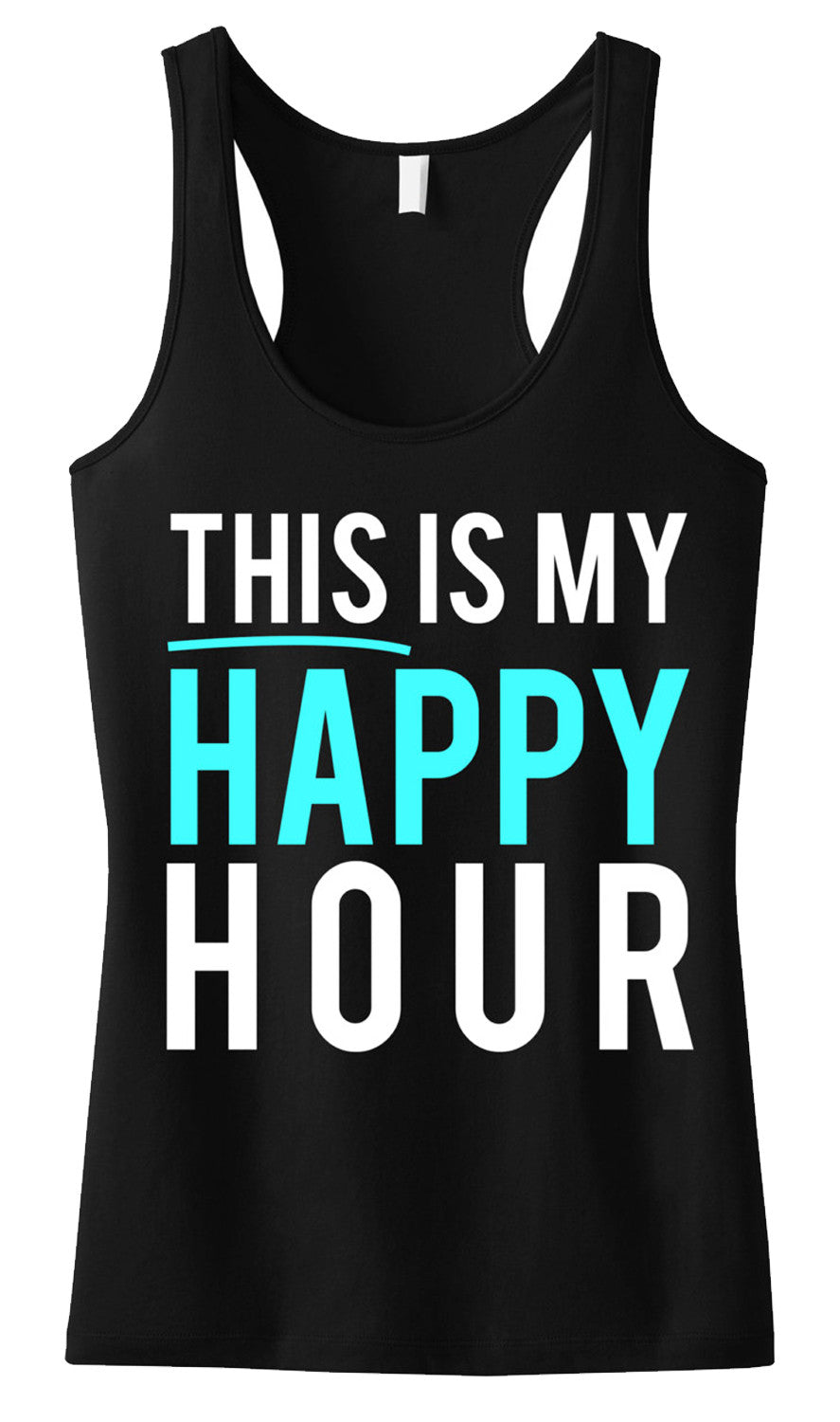 This Is My Happy Hour Workout Tank, Black
