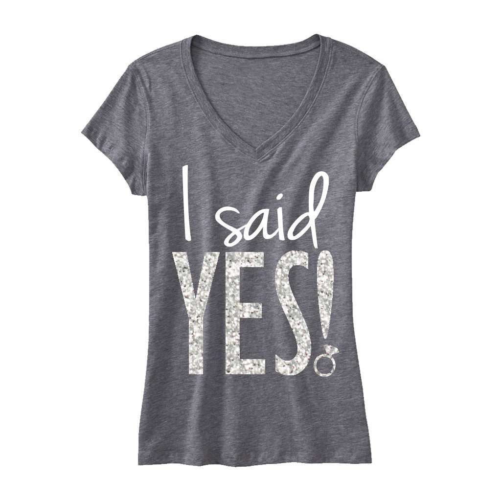 I Said YES! GLITTER Bride Shirt V-neck