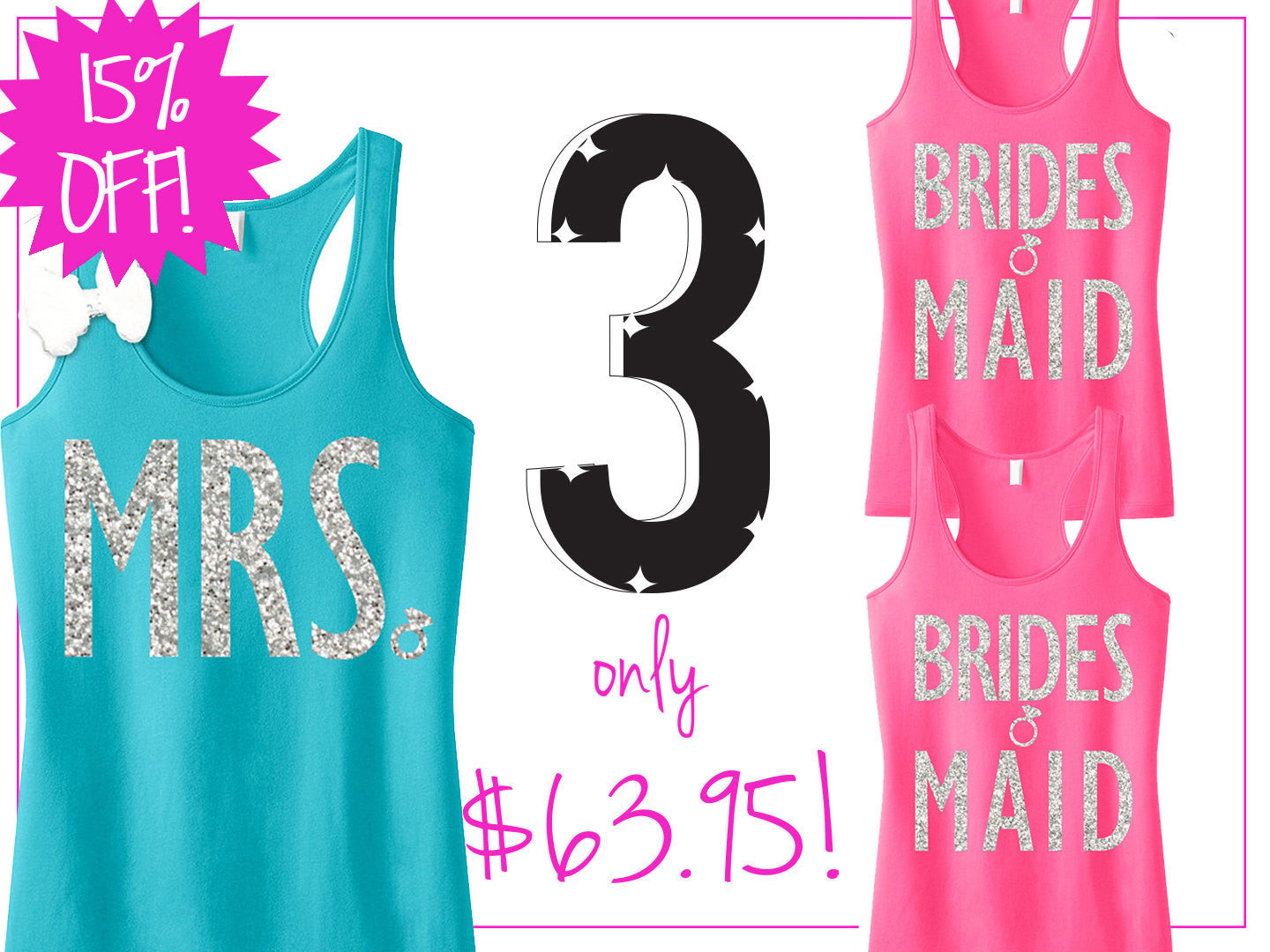 3 BRIDAL WEDDING Tank Tops 15 Off Bundle Mrs Tank Bridesmaid tank top NobullWoman Apparel
