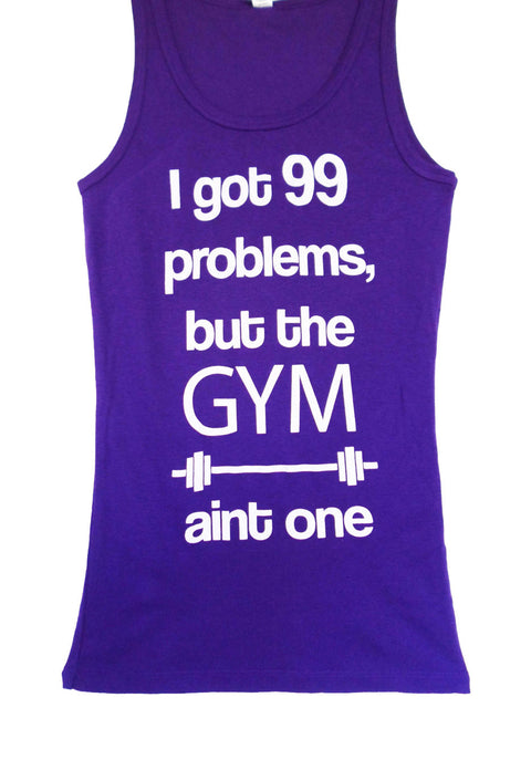 99 Problems Purple Workout Tank Fitted